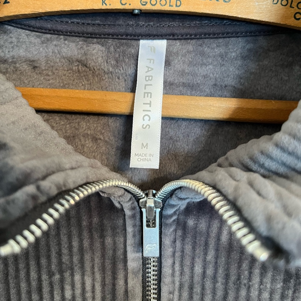 Fabletics Gray Plush Rib Half Zip Sweatshirt, Med… - image 3